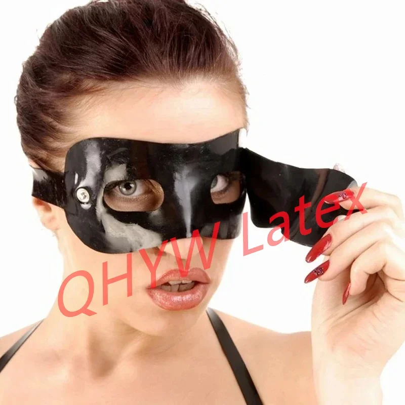 Two Layers Sexy 0.6mm Black Latex Gummi Cosplay Eye Patch Mask Rubber Eyeshade Hanmade