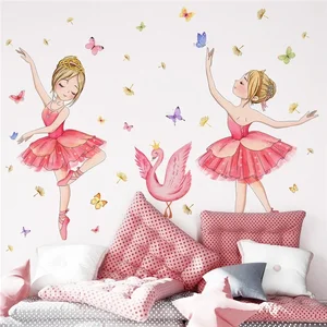 Công chúa và Thanh dán tường thiên nga cho phòng trẻ em đẹp ba lê múa ba lê múa ba lê con bướm hình nền trang trí phòng trẻ em 9 Hình nền tường bán hàng chính của phụ nữ - №5