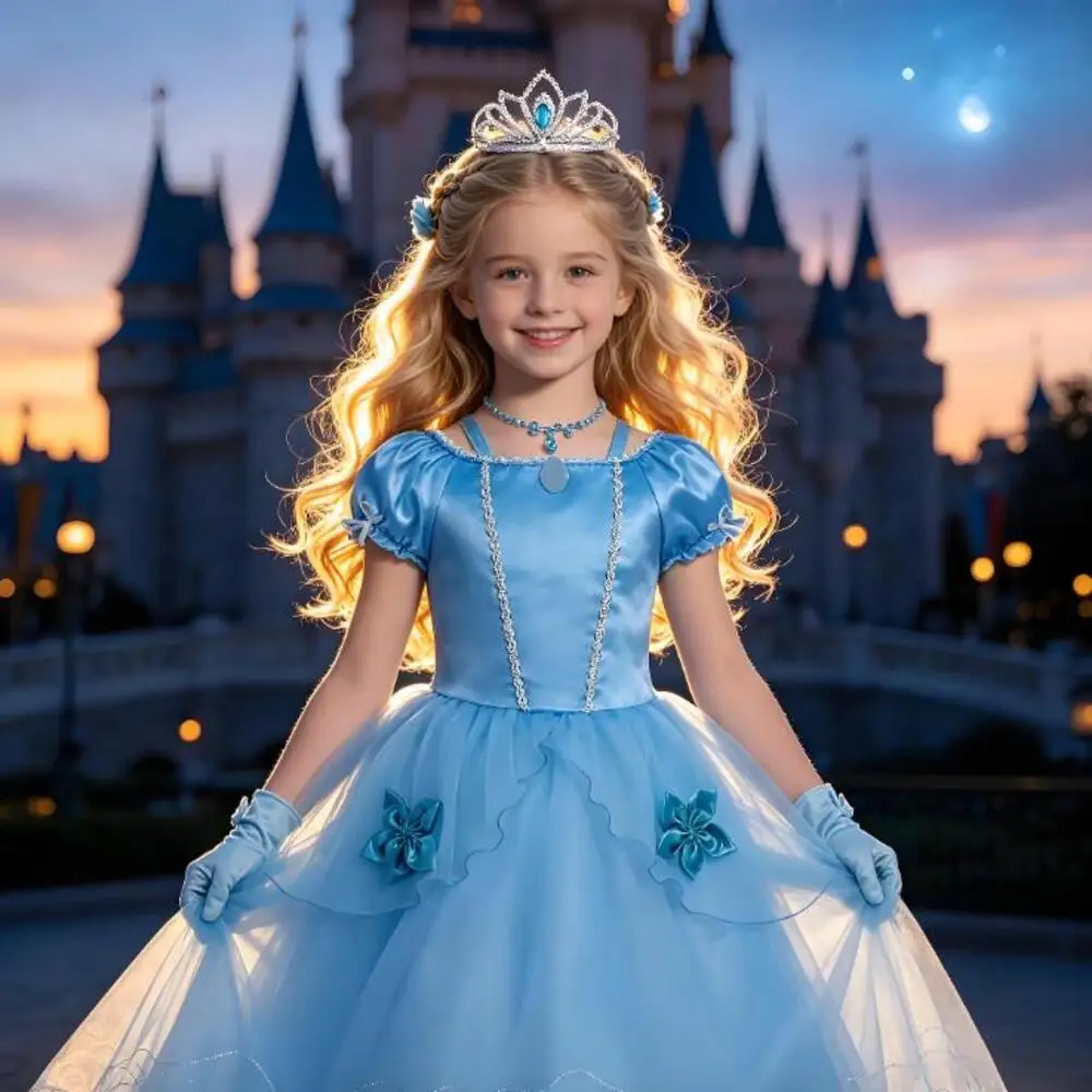 Girls' Fantasy Cinderella Floral Dresses Children Party Princess Costume Kids Christmas Birthday Outfit Kids Prom Dress up