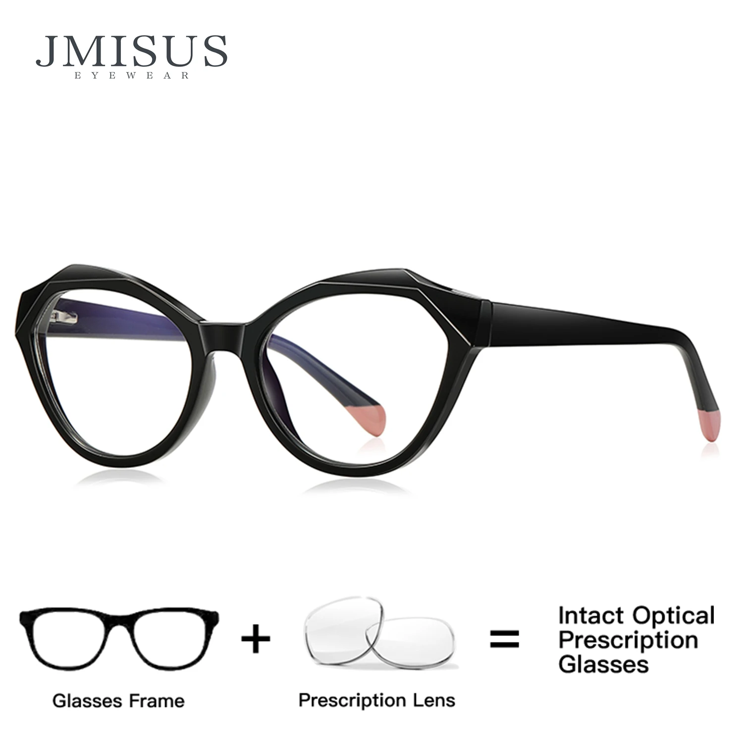 JMISUS Óculos de prescrição personalizados para mulheres tendência formato quadrado lentes fotocromáticas antirreflexo dobradiça de mola