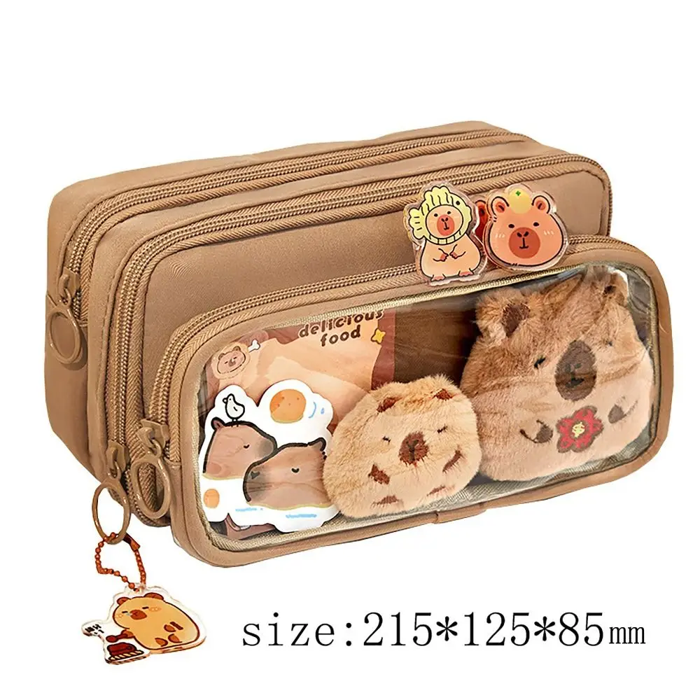 Capybara Pencil Case 10 Layers Multi-functional Pen Bag Detachable Large Capacity Stationery Storage Pouch
