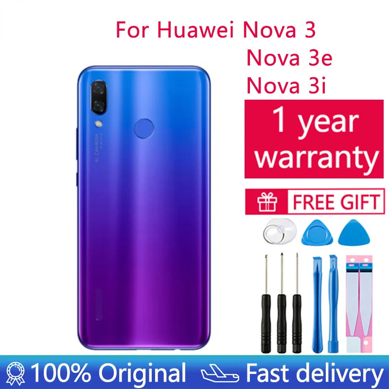 For Huawei Nova 3i Battery housing Back Cover Glass Rear DoorGlassCase Panel For Huawei Nova 3 Battery Cover P20 Lite with lens