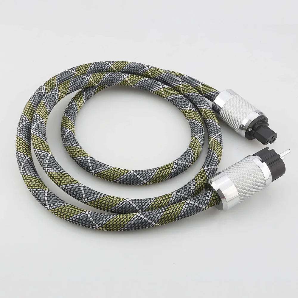 DW24 + P111 كابل طاقة تيار متردد مطلي بالفضة عالي الجودة مع ألياف الكربون مطلي بالروديوم تيار متردد قابس طاقة أمريكي كابل طاقة hifi