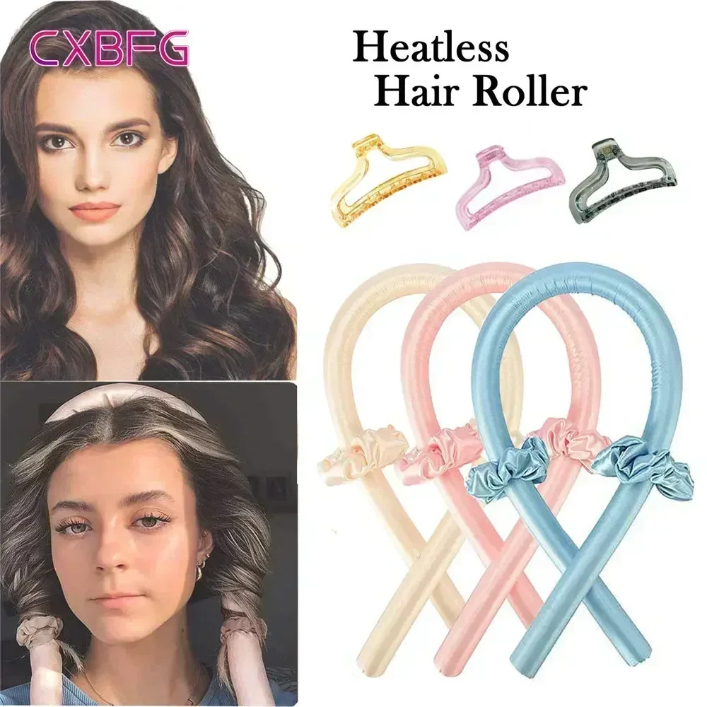 

Heatless Curling Rod Headband No Heat Silk Curls Ribbon Hair Rollers Sleeping Soft Headband Lazy Hair Curlers Hair Styling Tools