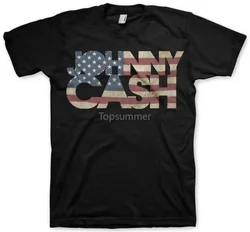 T-Shirt à Manches Courtes et Col Rond pour Homme, Vêtement à la Mode, Johnny Cash Americana, Taille média