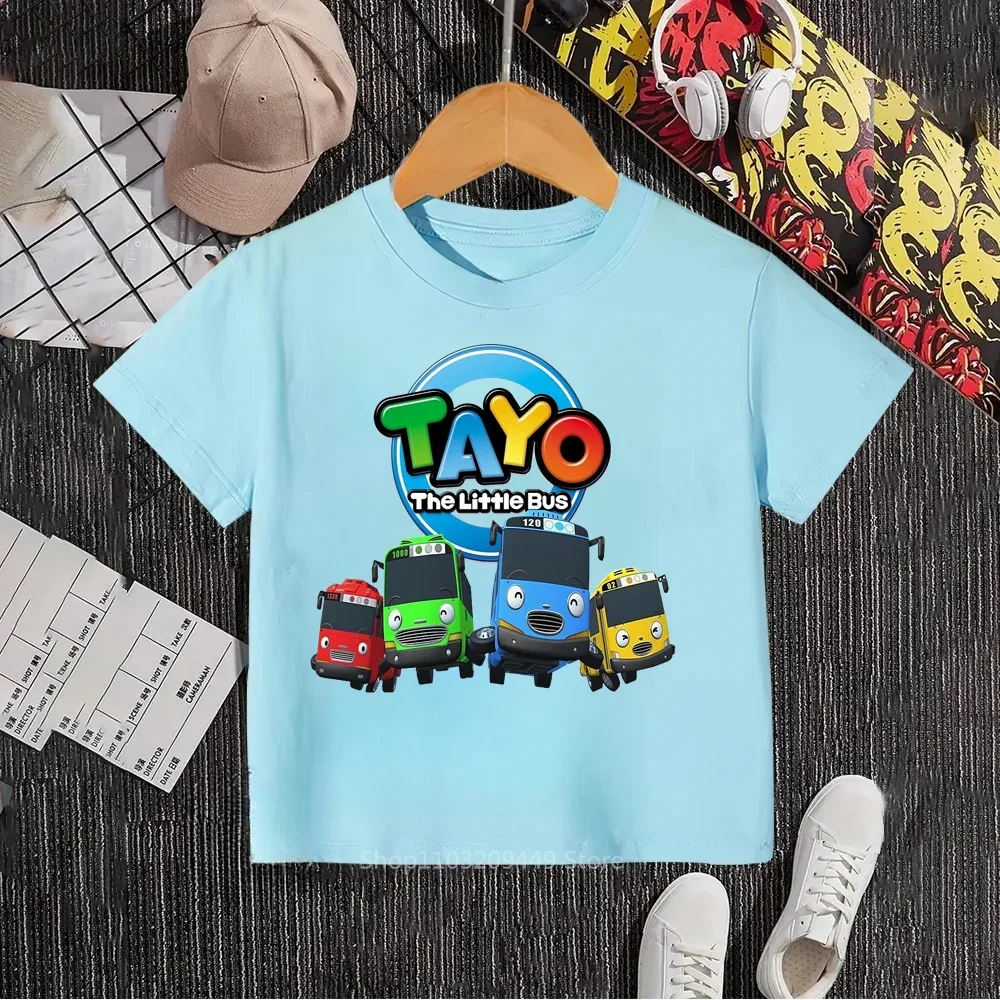 Tayo the Little Bus Rocks Kawaii Cool Hip-Hop Flavored O-neck T-shirts Loved by Boys and Girls The Perfect Gift for Your Child