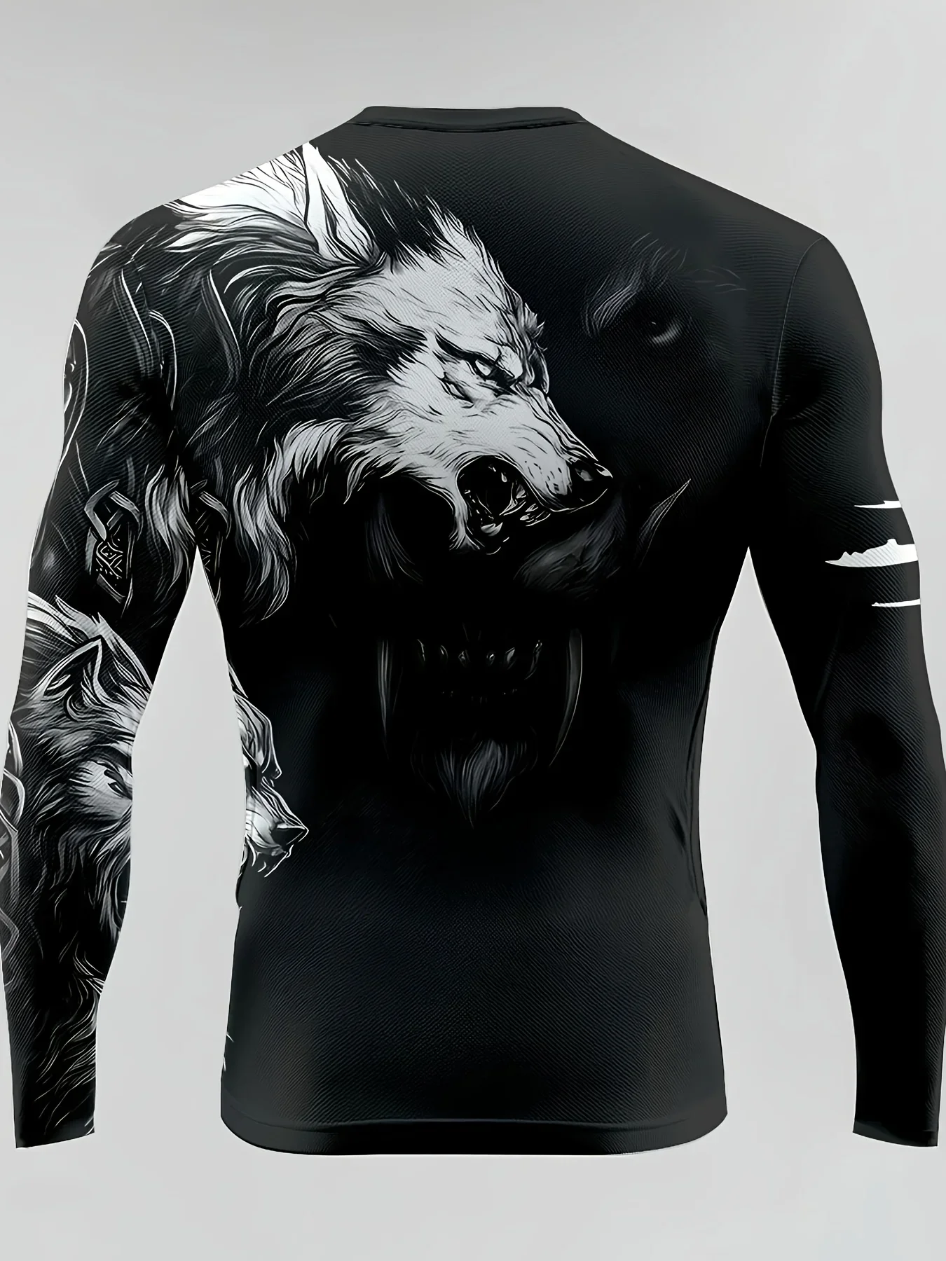 Camiseta impresa de lobo 3D para hombres 2025، camiseta de manga larga de otoño، blusa deportiva، ropa de fiesta de moda Urban #2