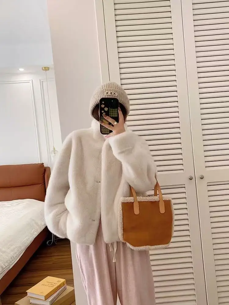 

Женское теплое зимнее пальто из мягкого пушистого искусственного меха, укороченная куртка, повседневное плюшевое пальто, верхняя одежда