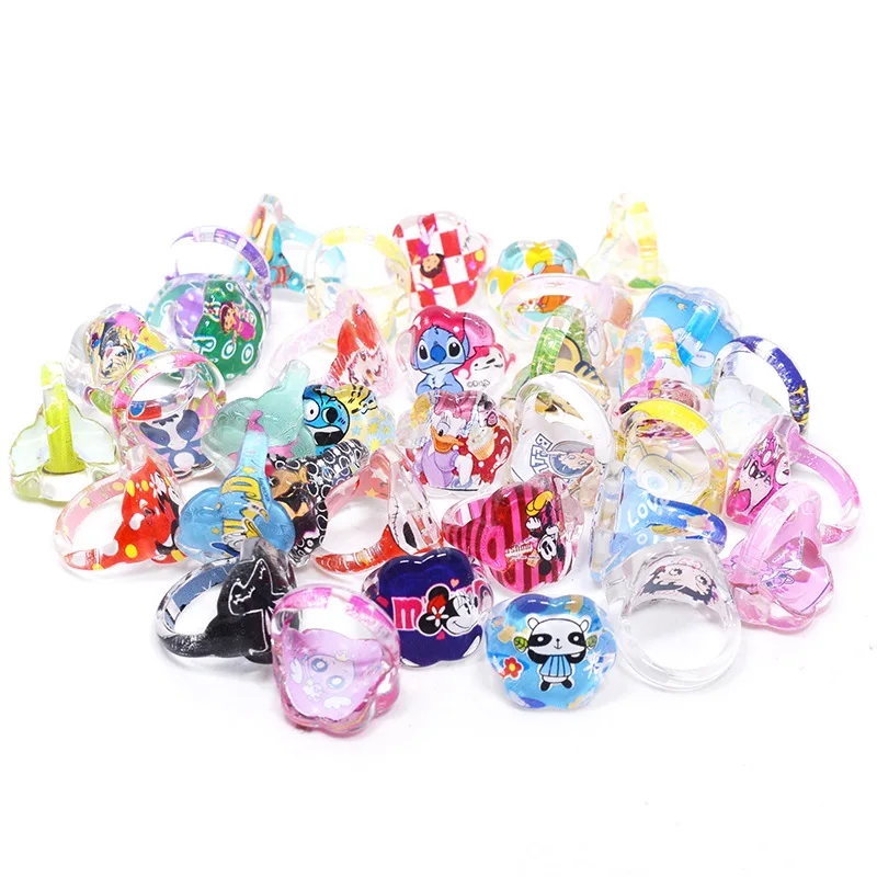 5Pcs Mickey Mouse Disney Ring Anime Donald Duck Ring Cartoon Acrylic Ring Girl Ring Cute Child Toy Accessories Gift Disney Ring