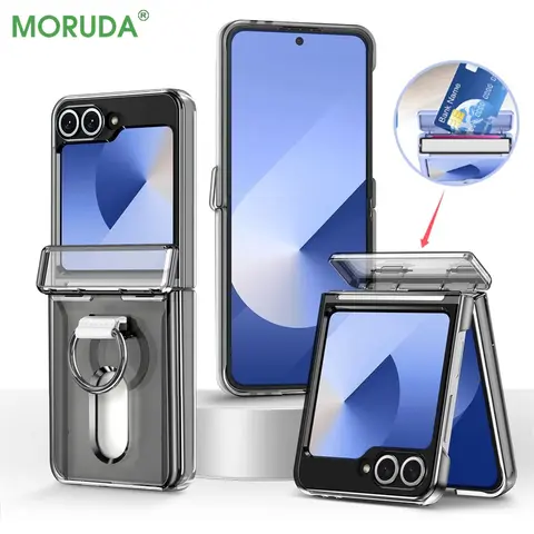 Z Flip7 FE luxe portefeuille Clip rabat fente carte coque de téléphone pour Samsung Galaxy Z Flip 7 6 5 Zflip6 bague antichoc couverture rigide