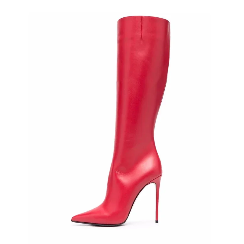

Arden Furtado 2024 Red Knee High Boots Stiletto Heels Fashion Blue High Heel Pointed Toe Black Knee High Boots For Women Size