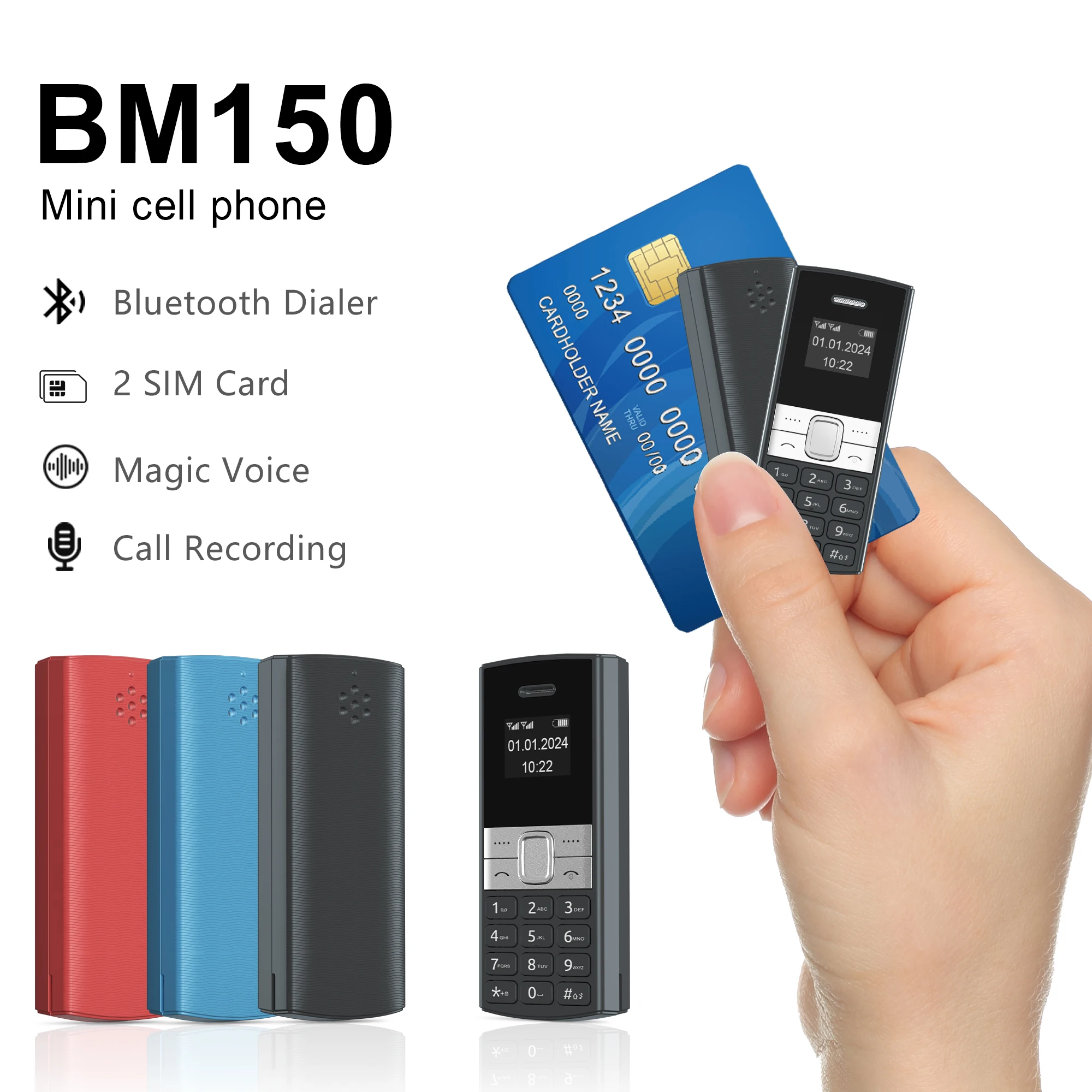 SERVO BM150 Mini Mobile Phone 2G GSM Dual SIM Standby Bluetooth Dial Magic Voice Blacklist Call Recording Mini Cellphone