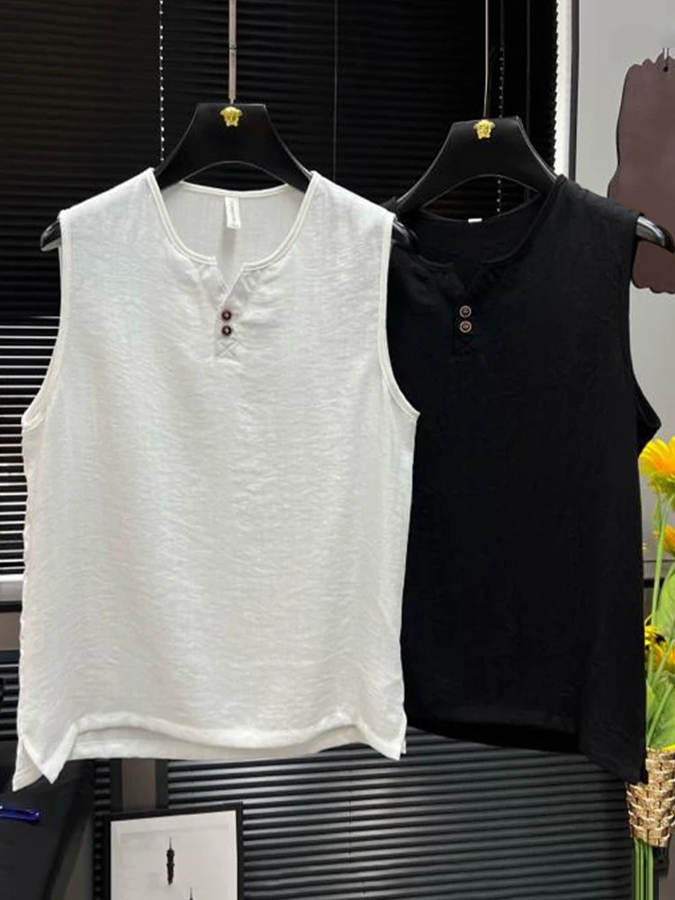 

Men's Casual Sporty Sleeveless Vest Summer Fashion Simple Comfortable Loose Fit Button Decorated Breathable Moisture Wicking