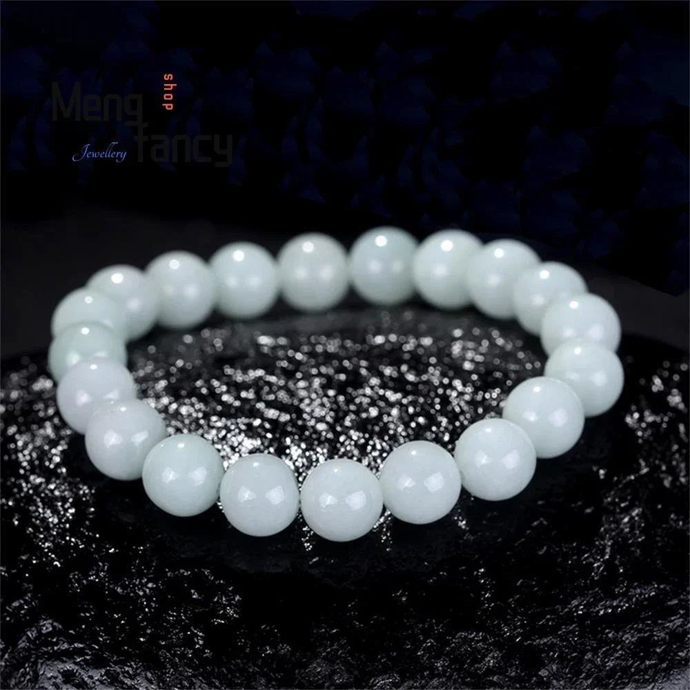 

Natural Myanmar A-goods Jadeite Green White Bracelet Ice Jade Couple Exquisite Handicraft Simple Luxury Quality Fashion Jewelry