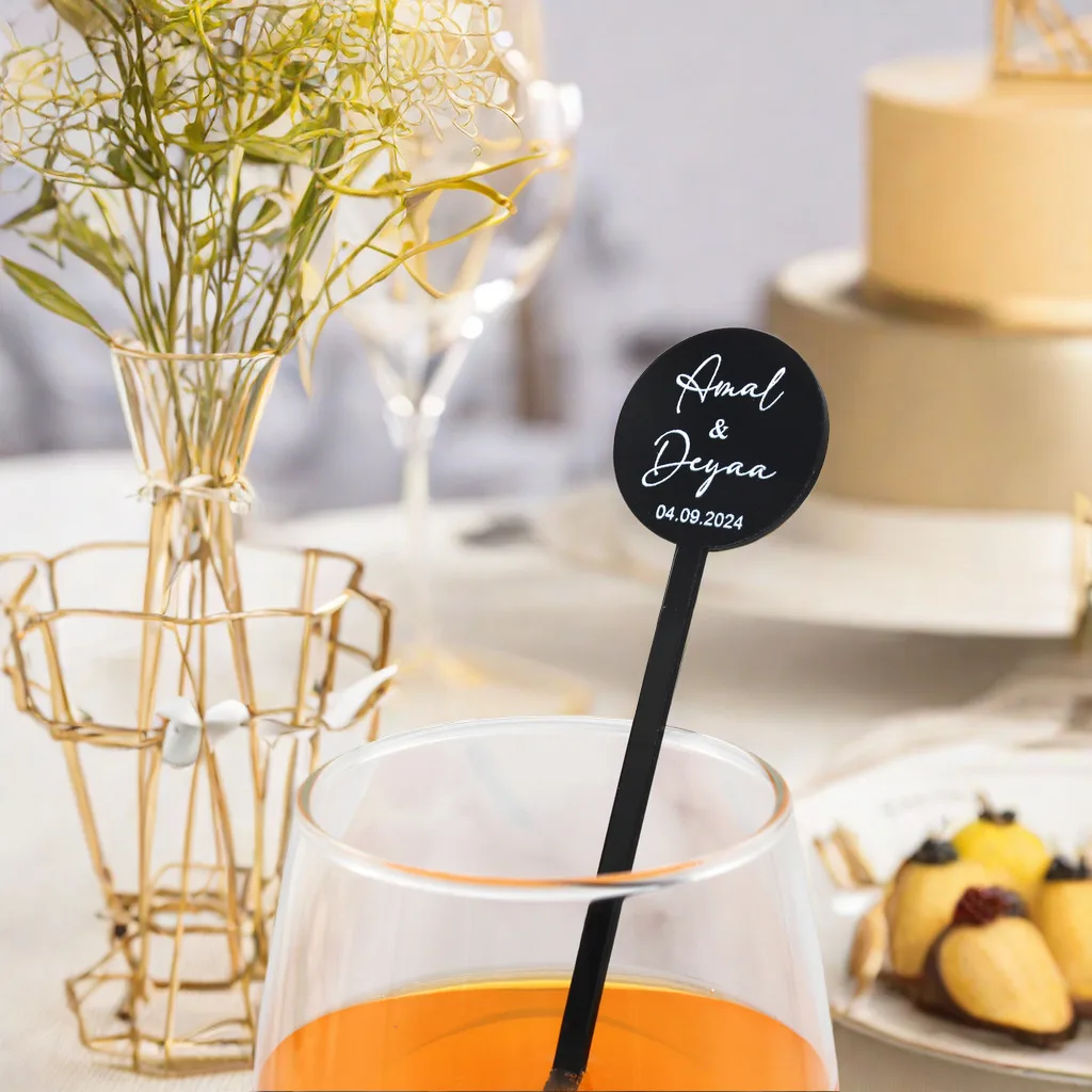 

120pcs Personalized Acrylic Banquet Drink Stirrer Wedding gifts Birthday Party Cocktail Stirrers Customized Print Baptism Decor