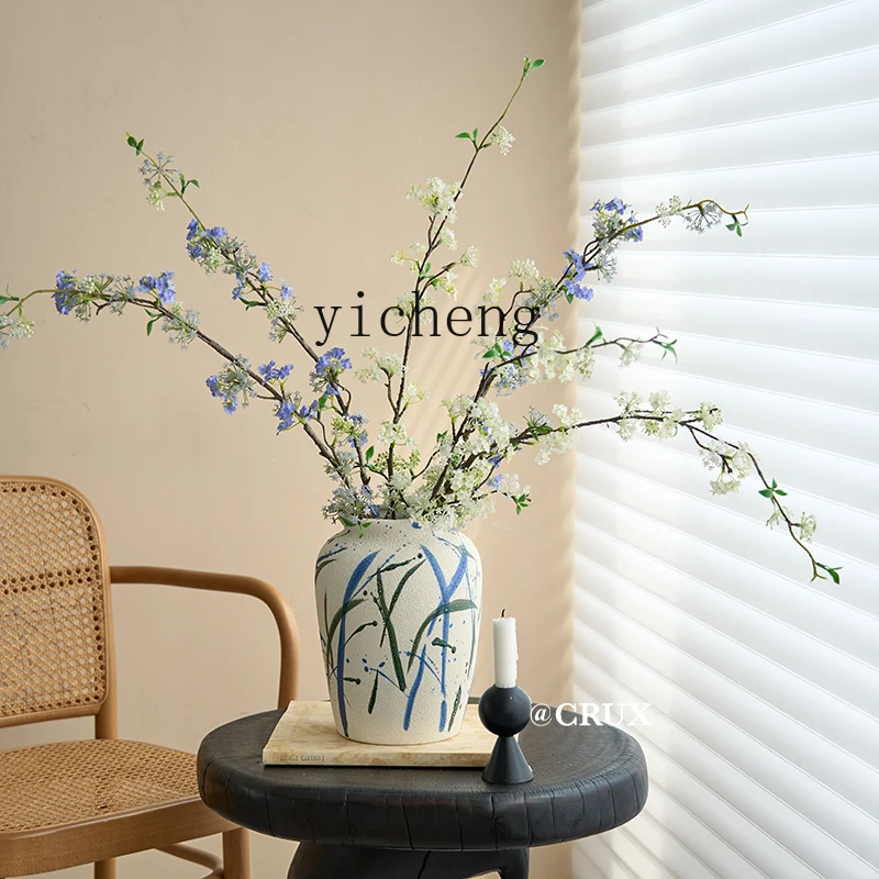 L7-8 high-end sense new Chinese hand-painted ceramic vase living room ceramic pot decorative ornament