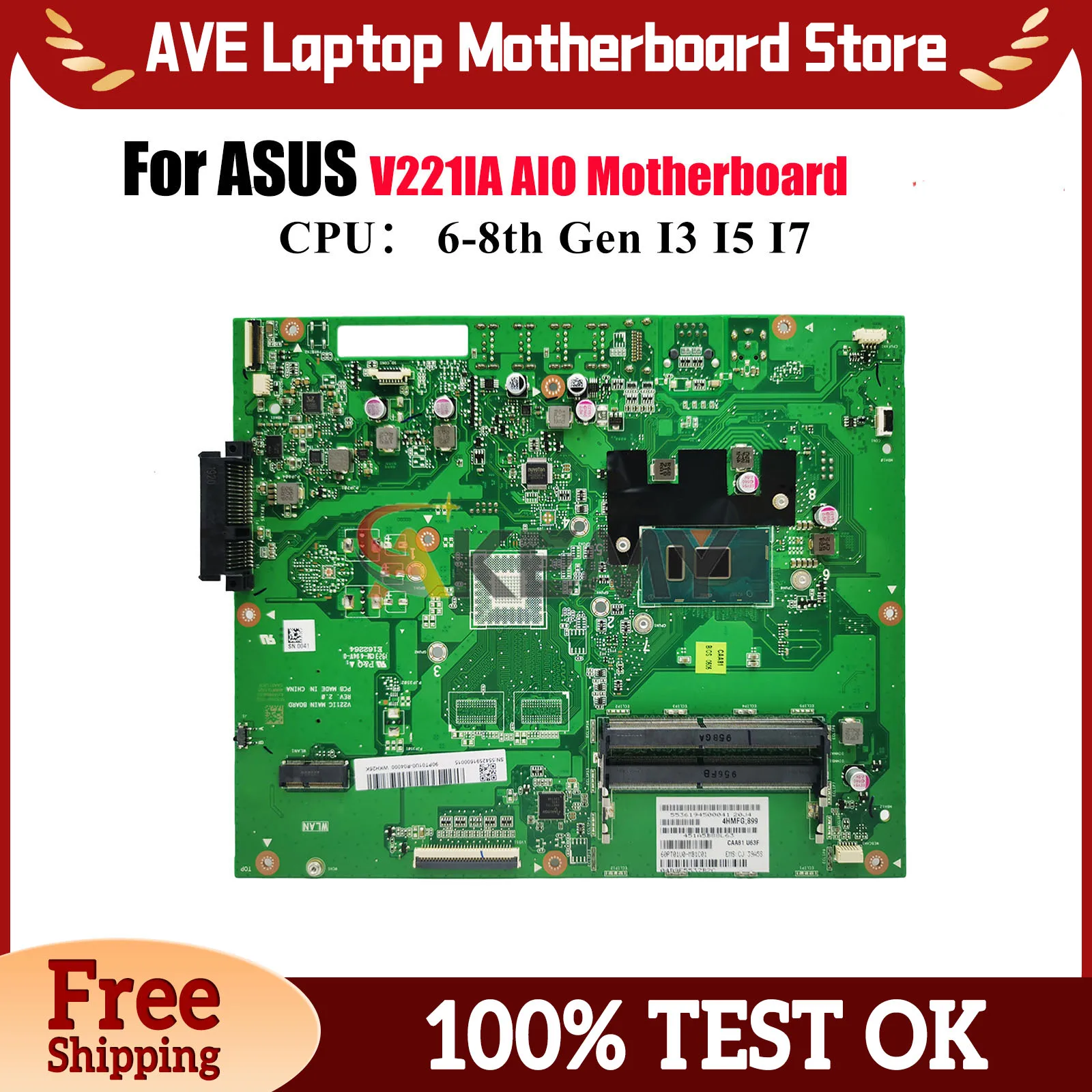 

V221IA Motherboard For ASUS Vivo AiO V221IC V221IA V221I V221ID Mainboard With I3 I5 I7 CPU 100% tests OK fast shipping stk