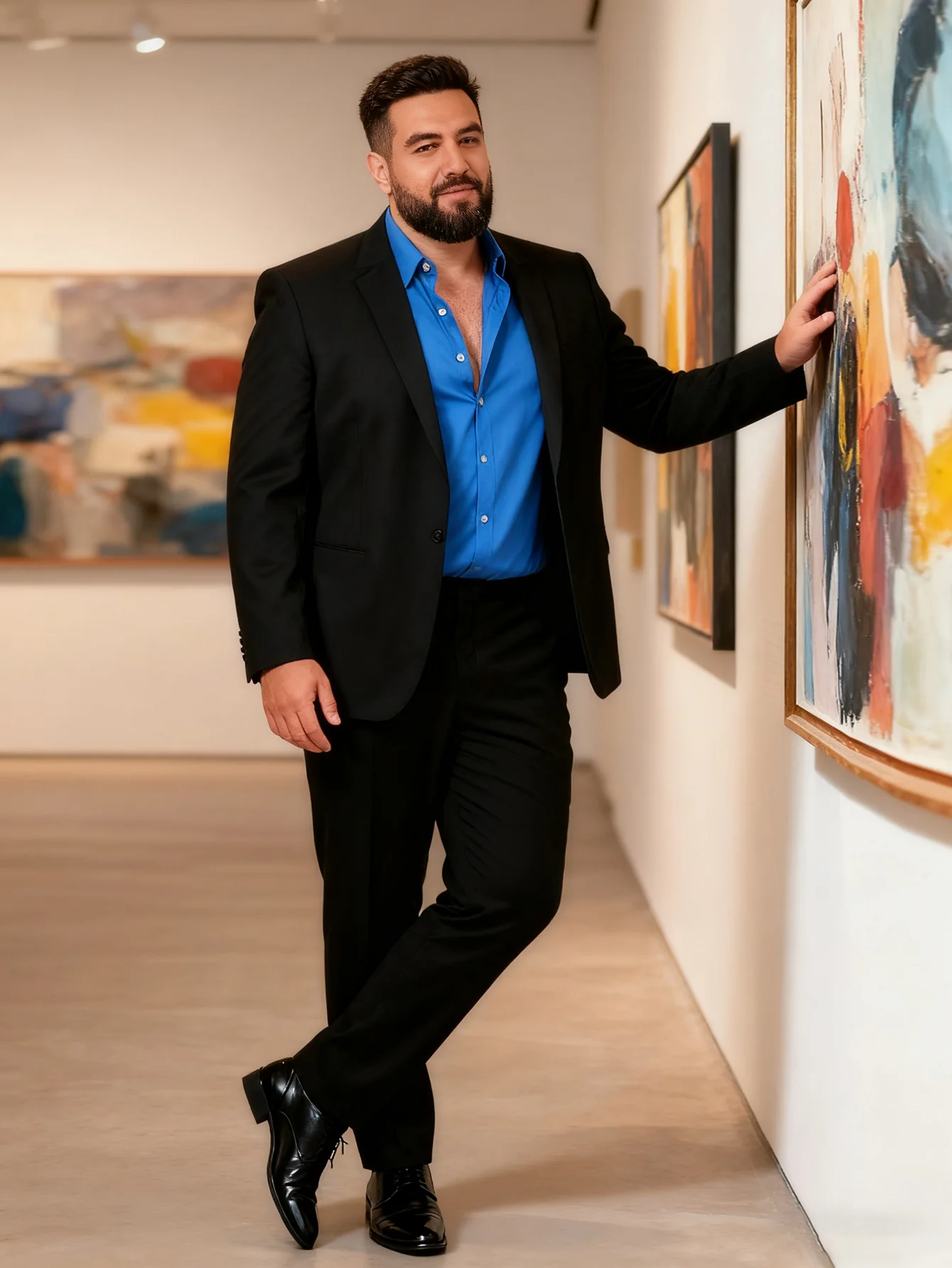 

Plus-Size Men's Elastic-Waist Casual Blazer 2-Piece Set. The waist features elasticity, making it ideal for comfortable wear in