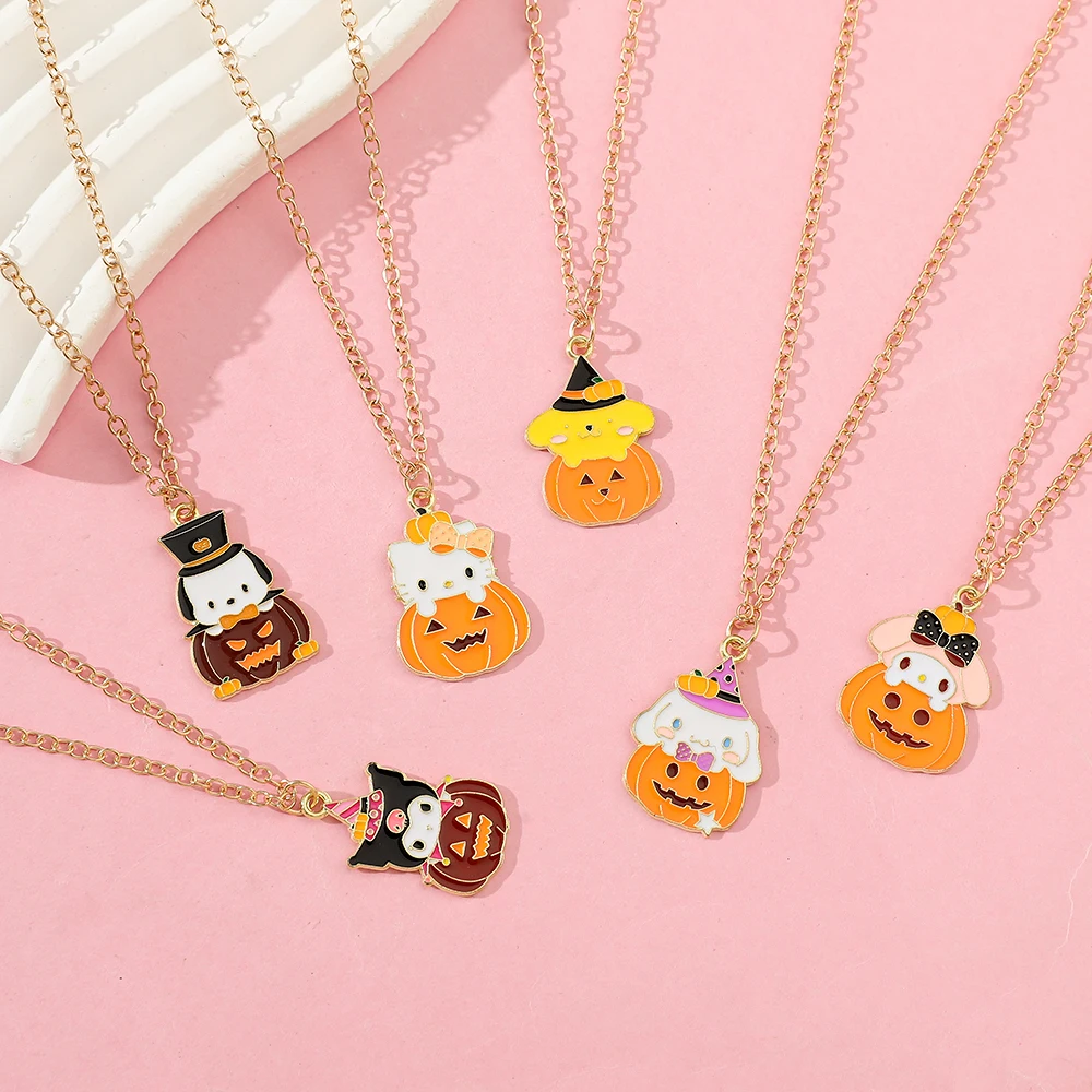 The Sanrio Hello Kitty Family 6 Character Halloween Pendant Necklace Is the Perfect Gift for Anyone Who Loves Hello Kitty.