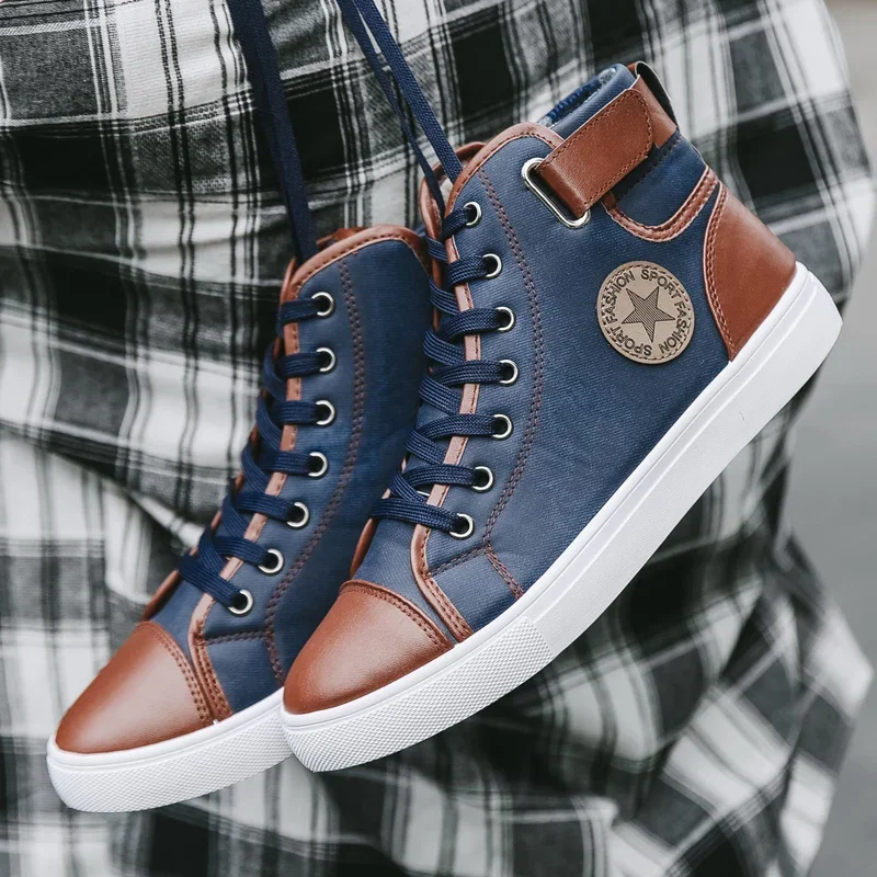 

Men's High Top Walking Shoes Hot Selling Teenagers Outdoor Leisure Shoes Thick Soled Practical Jogging Large Sneakers Size 39-46