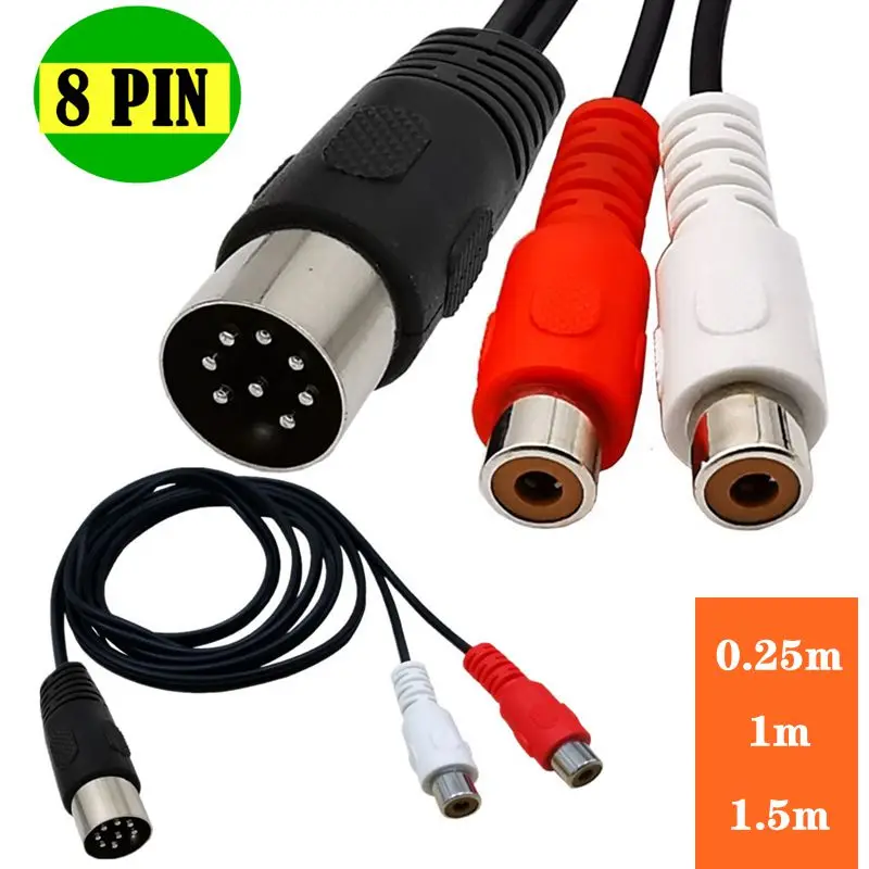 

Large 8-Core DIN 8PIN Male To 2RCA Lotus Female Old-Fashioned Audio Instrument Equipment Adapter Cable 8 Pin Din 0.25M 1M 1.5M