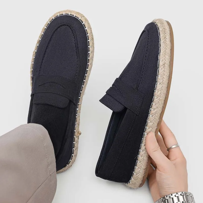 Alpargatas para Mujer, Mocasines Planos de Gamuza, Zapatos Sin Cordones, Mocasines Planos de Yute, Zapatos Casuales para Hombre