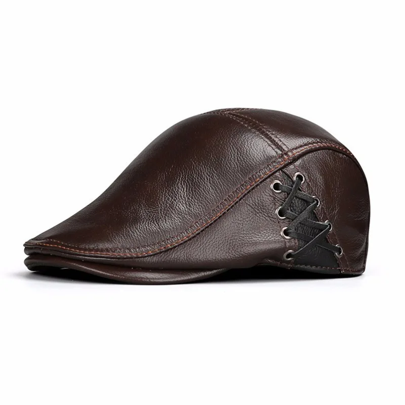 2025 Men's Spring/Autumn Duckbill Cap Men's Sheepskin Cap for Autumn/Winter Young Adult Casual Beret Elderly Gentleman's Hat