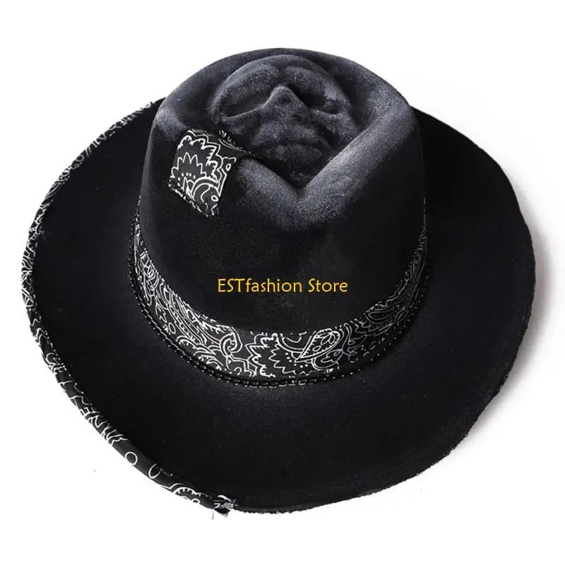 Y5GC Stylish Halloween Skull Cowboy Hat Fashionable and Eye-catching Accessory