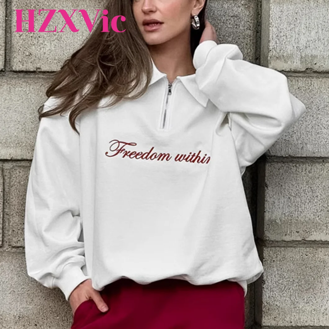 

HZXVic American Street Classic Embroidered Hoodie New Versatile Casual Loose Collar Jacket American Women's Clothing Y2K