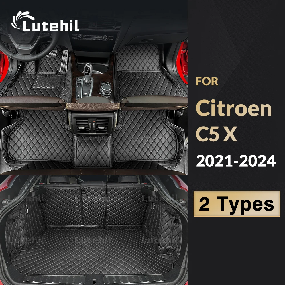 

Lutehil Car Floor Mats For Citroen C5X 2021 2022 2023 2024 Car Trunk Mat Carpet Cover Interior Accessories Protective Pads