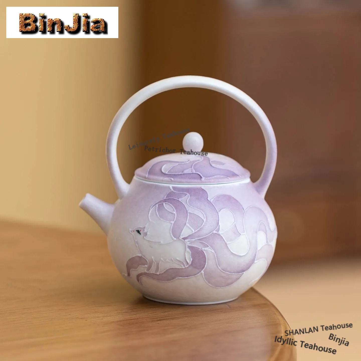 

90ml Hand-painted Nine-tailed Fox Teapot Luxury Tea Infuser Pot Household Tea Maker Kettle With Ball Hole Chinese Tea Set Craft