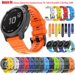 Sports Silicone For Garmin Fenix 7X 7 6X 6 Pro 51mm Strap GPS 5 5X Plus 3 HR Band QuickFit 22 26mm Bracelet Wristband Accessorie