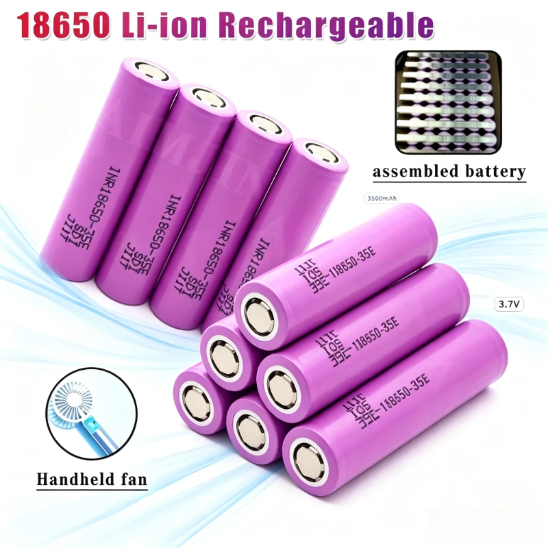 3.7V INR18650‑35E New Original 18650 Flat‑Top Cell 3500mAh 20A Continuous Discharge For Portable Power Station Solar DIY Build