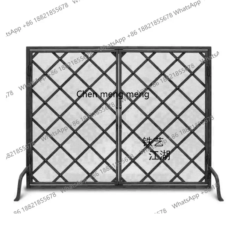 New arrive American wrought iron floor fireplace with door partition screen retro fireplace door decorative fireplace enclosure
