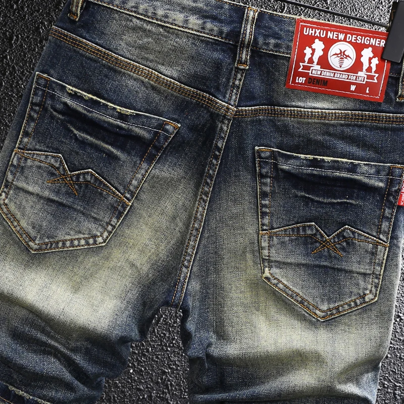 Sommer Designer Mode Männer Jeans Hohe Qualität Retro Gewaschen Stretch Zerrissene Denim Shorts Männer Y2K Vintage Casual Shorts Hombre