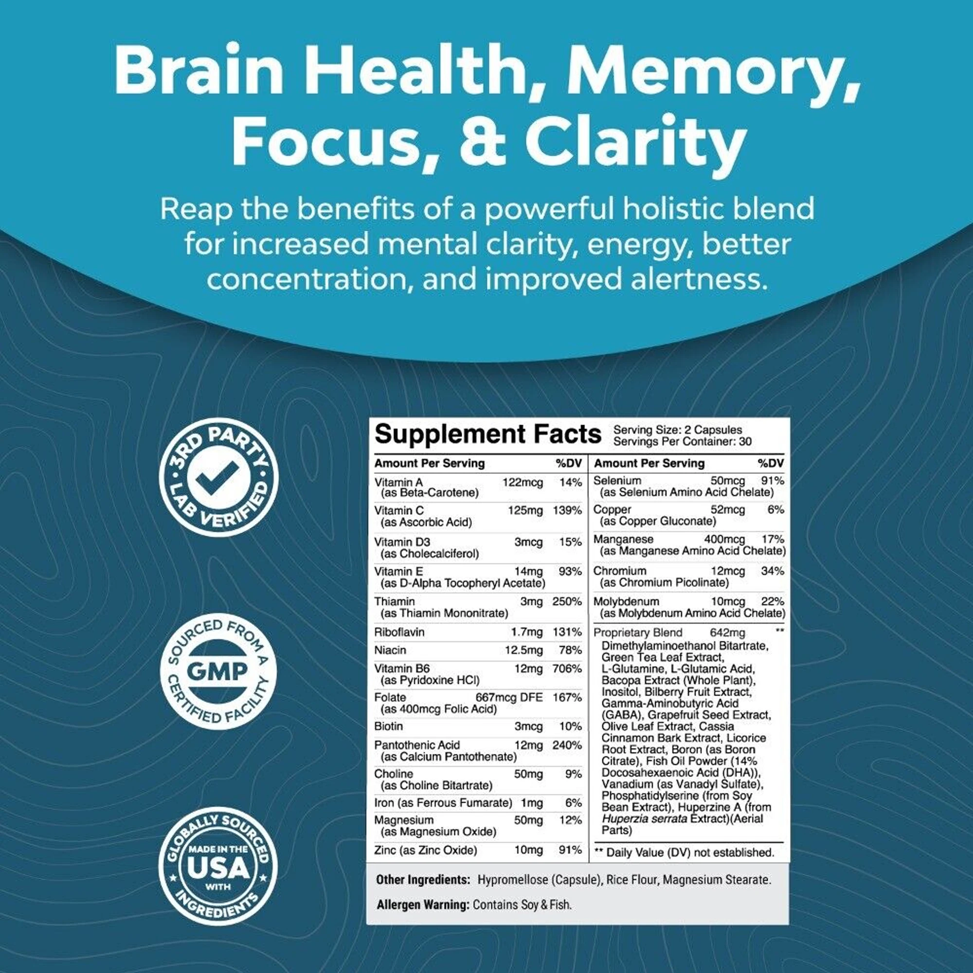Neuro Health Capsules - Brain and Nervous System Health, Maintains Healthy Cell Function, Gluten-free, Non-GMO