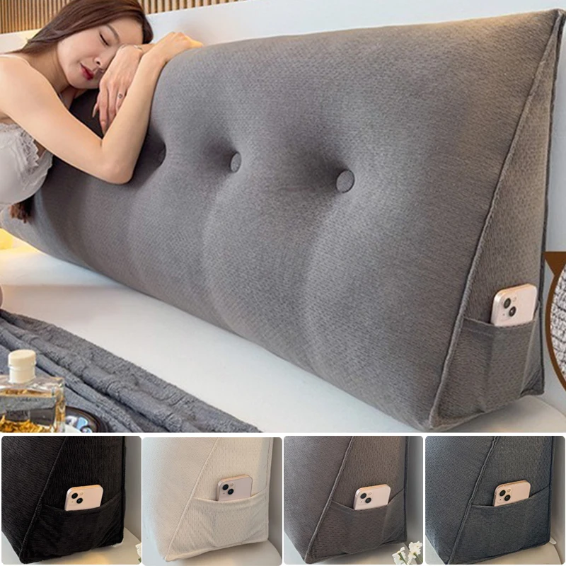 Extra Large Wedge Pillow-Heavy-Duty Cushion,Extra Long Backrest & Lumbar Support for Bed,Sofa,Couch /Side Pocket Storage Design