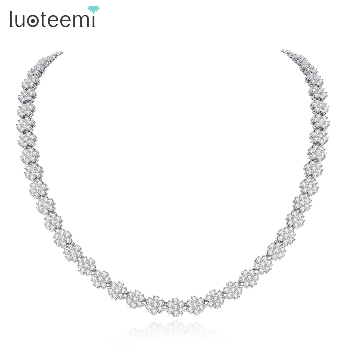 

LUOTEEMI ослепительные классические женские ожерелья, роскошные цветочные цепочки с кубическим цирконием для свадьбы, вечеринки, выпускного вечера, элегантные ювелирные изделия, подарки