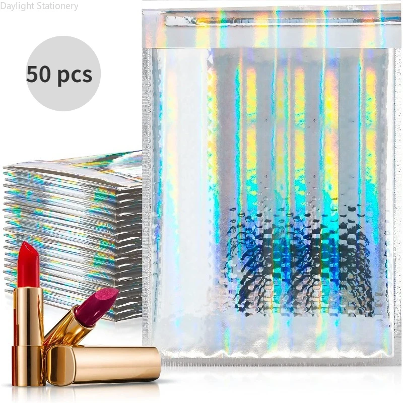 50 Stuks Sliver Metallic Bubble Mailers Folie Bubble Waterdichte Gealuminiseerde Postzakken Geschenkverpakking Gewatteerde Verzending Enveloppen