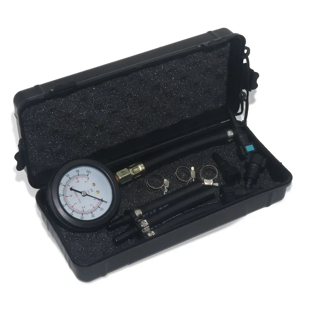 1 Pcs One box of  New Car Fuel Pressure Gauge Car Gasoline Injection Tester Meter With Connector Fast Connetion