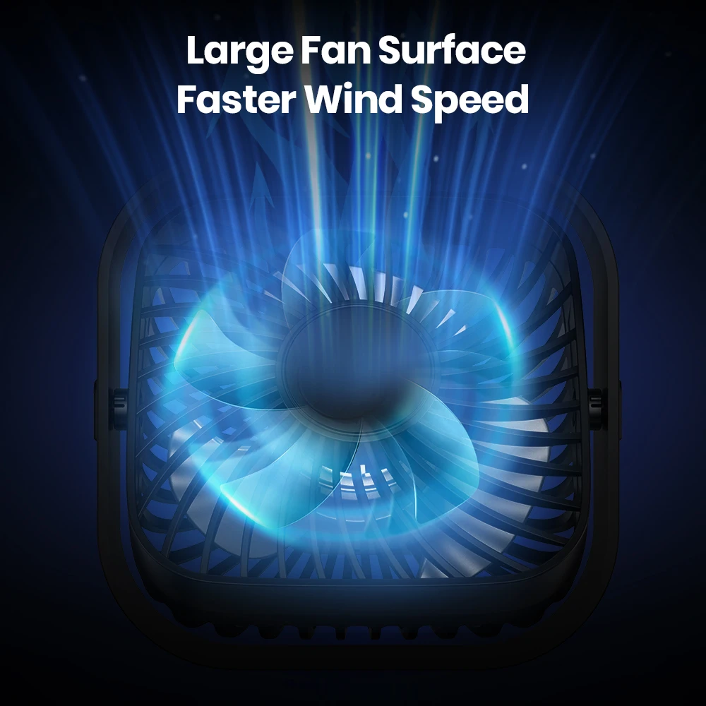 مروحة مكتب USB TOPK، مروحة صغيرة صغيرة، تدفق هواء قوي وتشغيل هادئ، 3 سرعات رياح 360 درجة °   رأس قابل للدوران لسطح المكتب المنزلي