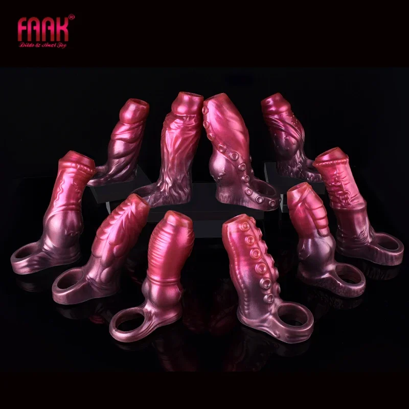 Faak silicone penis sleeve size S m lsex toy for men fantasy dildo sheath with anti-drop ring male masturbator cock enlargement