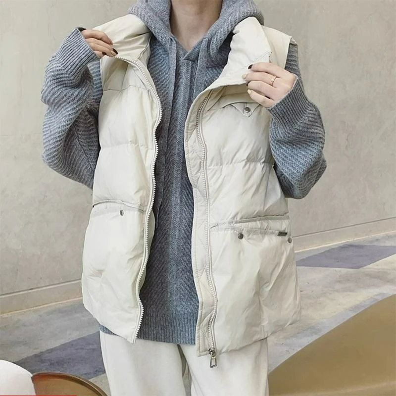 2025 gilet femmes hiver vêtements chauds amples épais col montant gilet veste