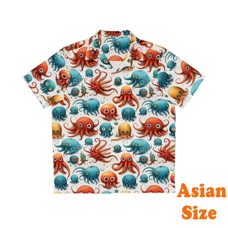

Vintage Octopus Graphic Hawaiian Shirts Unique Seabed Animals Harajuku Lapel Shirt Summer Casual 3D Print Colors Men's Tee Shirt