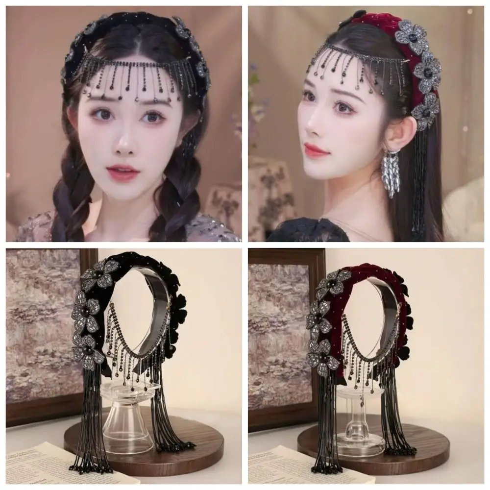 

Korean Style Braid Flower Hair Hoop Sweet Exquisite Party Celebration Tiara Rhinestone Light Luxury Elegant Headband