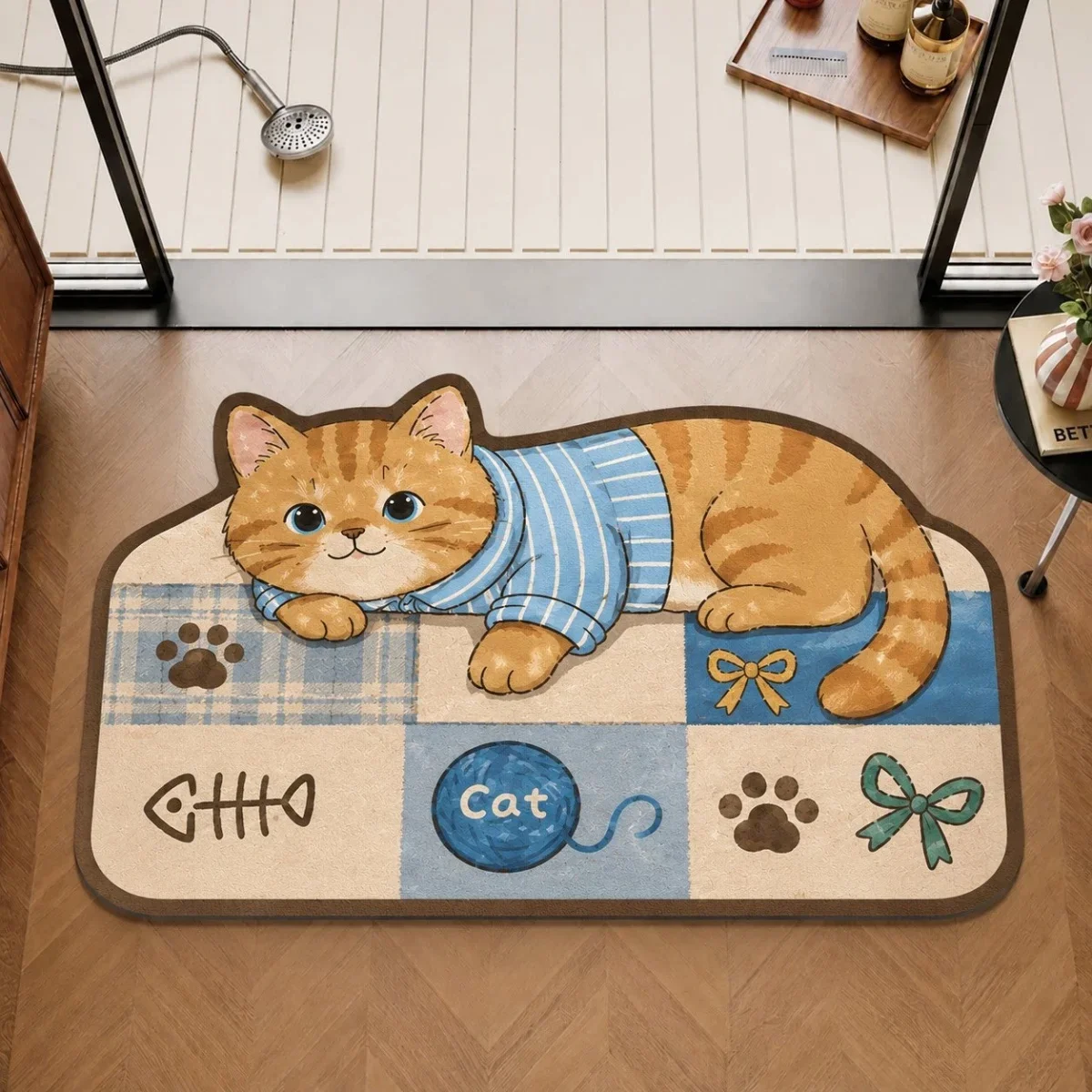 B14LYX  Cat Rug Bath Mat Bathroom Floor Mat Cute Animal Home Decor Kitchen Living Room Novelty Cozy Soft Doormat Best Seller