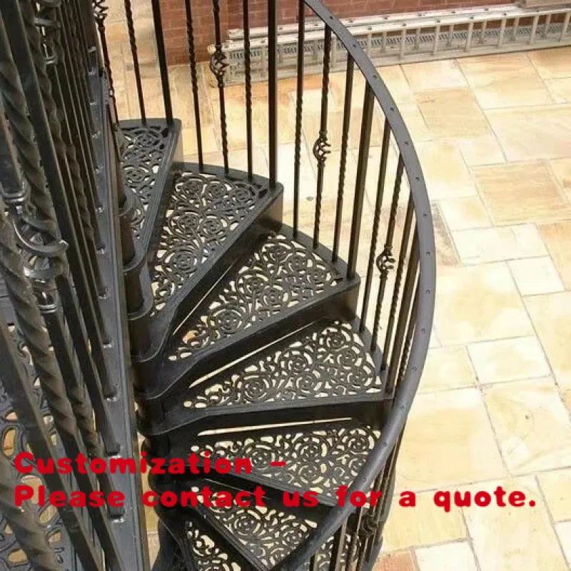 custom.Modern Durable Customizable Iron Prefabricated Staircase with Wrought Iron Railing Outdoor Circular Stairs