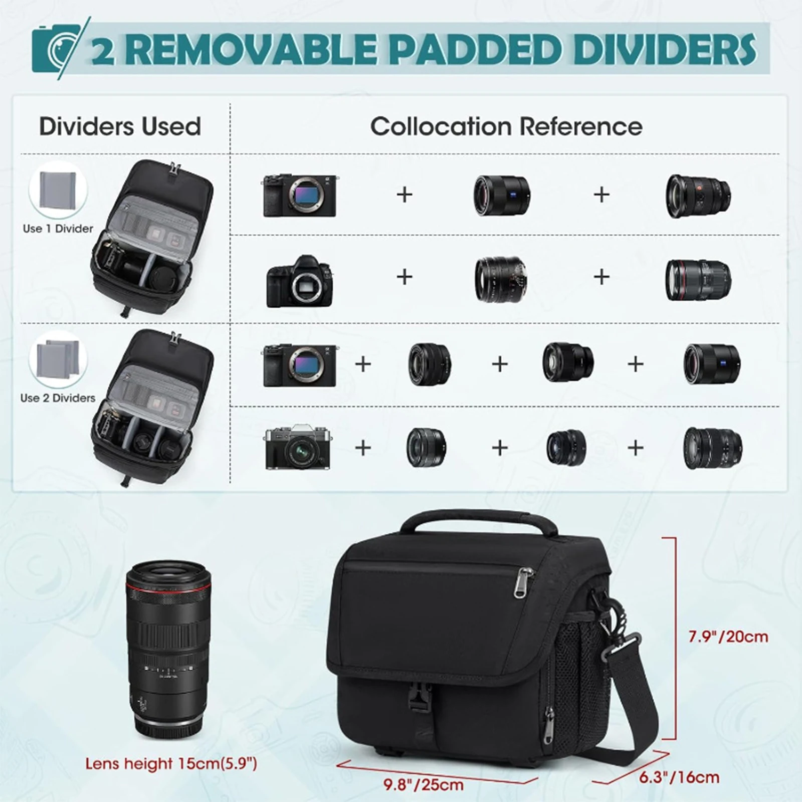 Small Camera Sling Bag for Photographers with Rain Cover Digital Camera Bag Waterproof for Mirrorless Or Standard DSLR Cameras