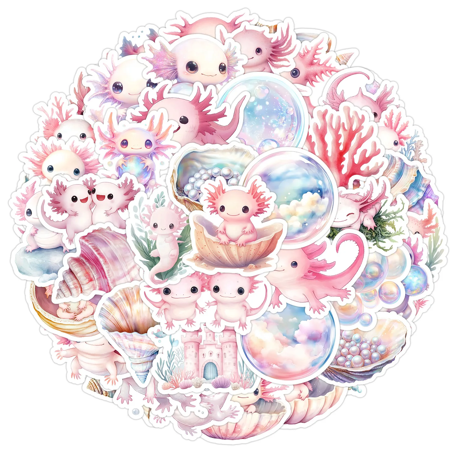 

10/30/50PCS Pearl Salamandridae Cute Cartoon Animal Sticker DIY Phone Laptop Luggage Skateboard Graffiti Decals Fun for Kid