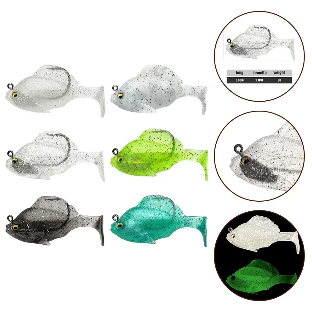 1pc Fishing Lure Pvc Metal 9g/5.6cm Sleeper Gill Soft Bait Paddle Tail Swimbait Artificial Lure Bass Baits For Variety Fish